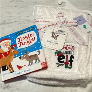 Santa's Favorite Elf Baby Blanket and Jingle Jingle Book Set